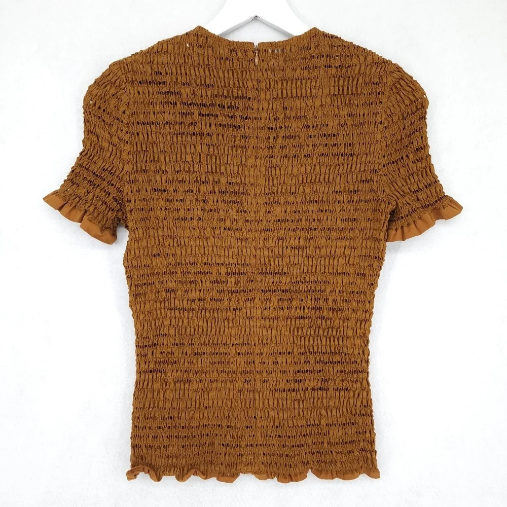 Proenza Schouler White Label Broderie Anglaise Smocked Top In Brown  - Picture 3 of 7